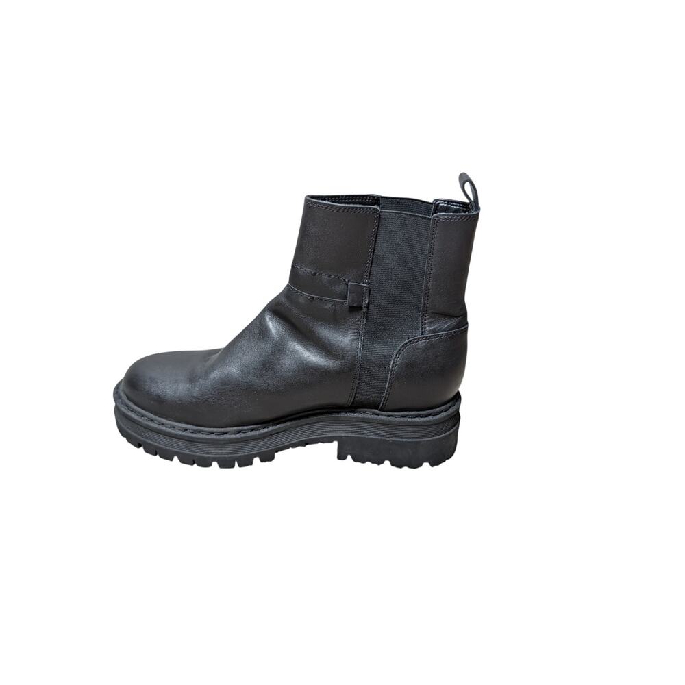 Marc Fisher LTD MLPARRIE Women 8M Black Leather Chelsea Boots Chunky Lug Sole
